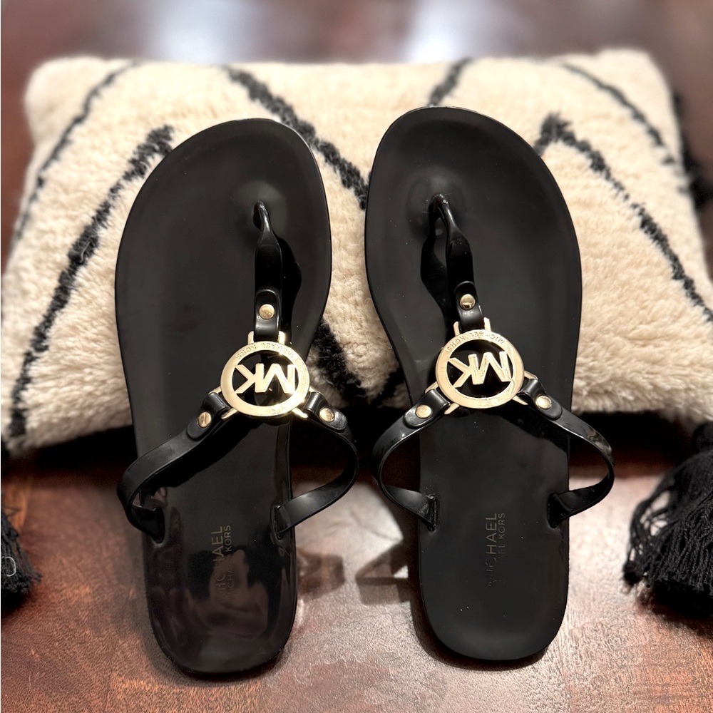 Michael Kors Black and Gold Sandals